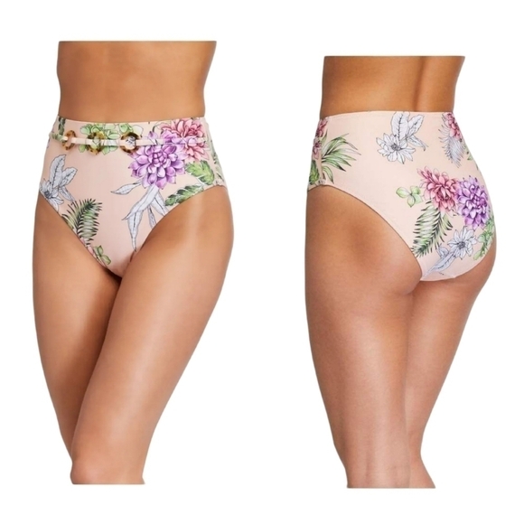 LETARTE Cabo Blush Pink Floral Print Bikini sz XS - Picture 3 of 16